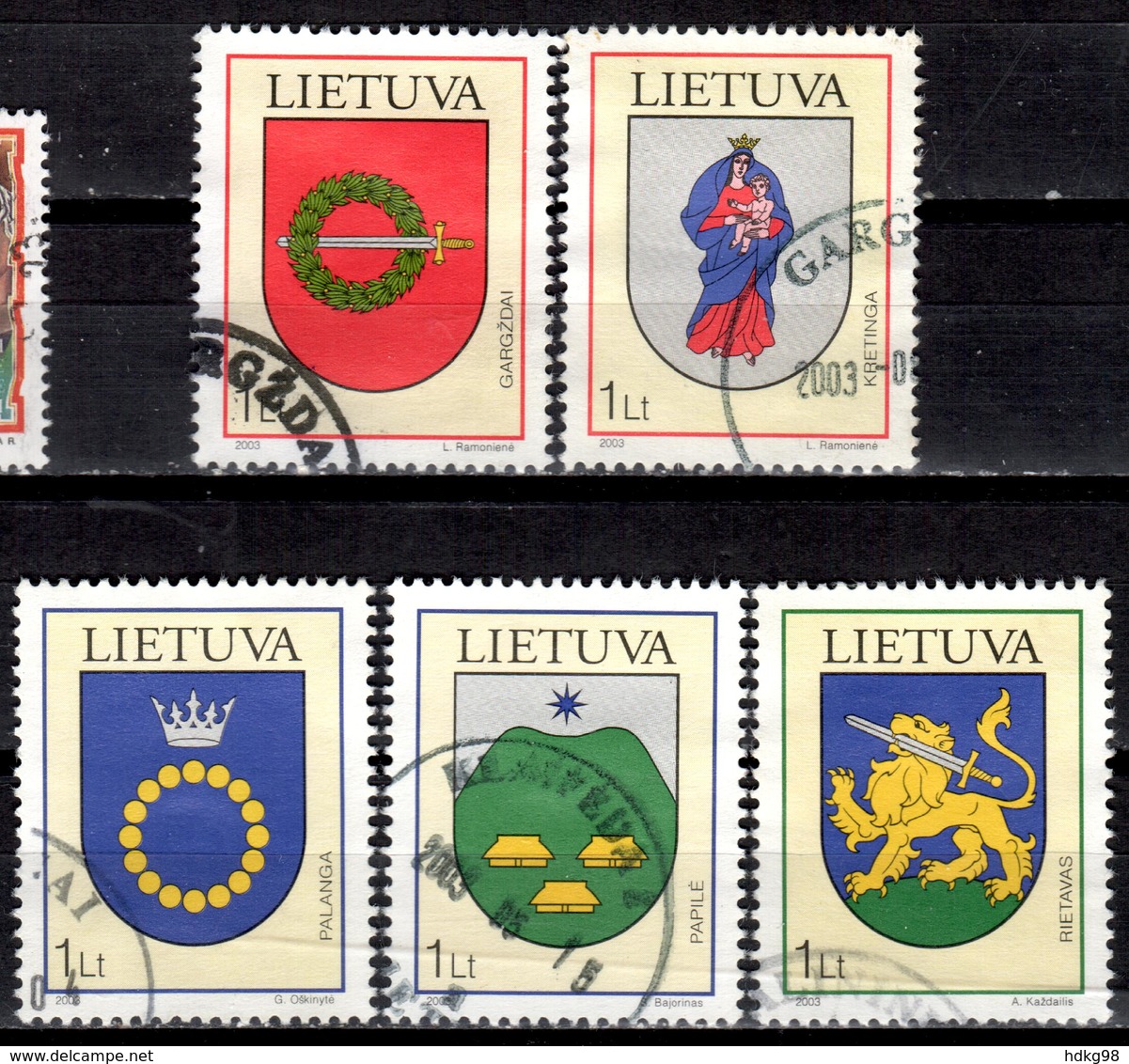 LT+ Litauen 2003 Mi 809-13 Wappen - Lithuania