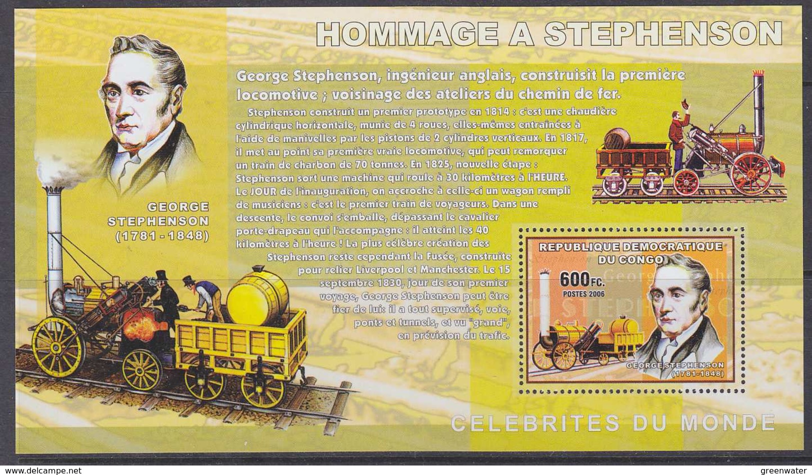 Congo 2006 Stephenson / Train M/s ** Mnh (41421A) - Mint/hinged