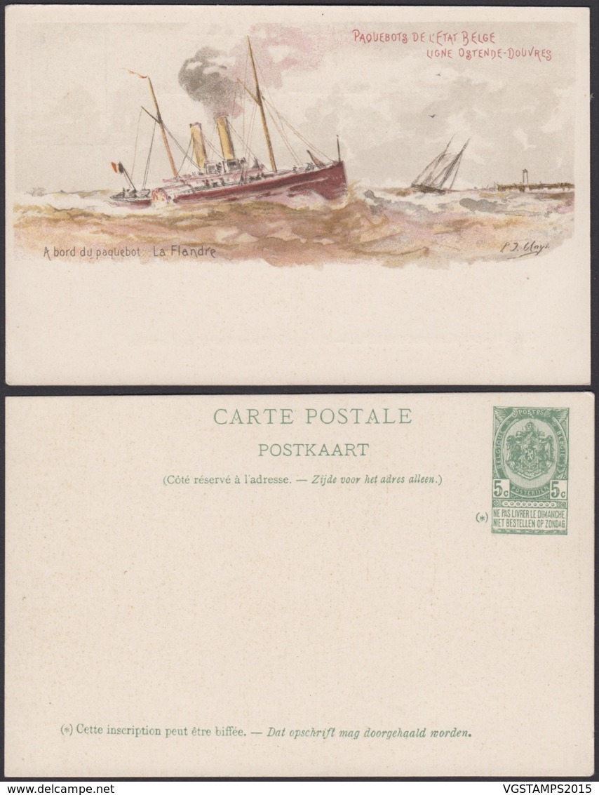 Belgique 1910- EP 5C Vert  - Carte Paquebot : La Flandre  (6G23184) DC0917 - Liner Cards