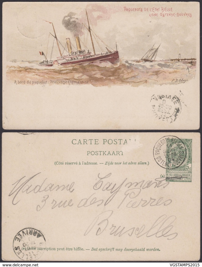 Belgique 1910- EP 5C Vert  - Carte Paquebot Voyagée : Princesse Clémentine  (6G23184) DC0921 - Cartes Paquebot