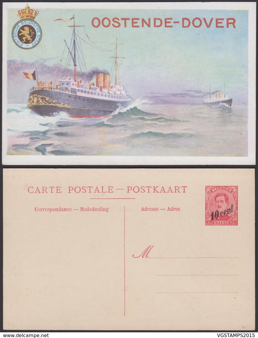 Belgique 1910- EP 10C Sur 30C Rouge - Carte Paquebot Oostende-Douvres  (6G23184) DC0923 - Liner Cards