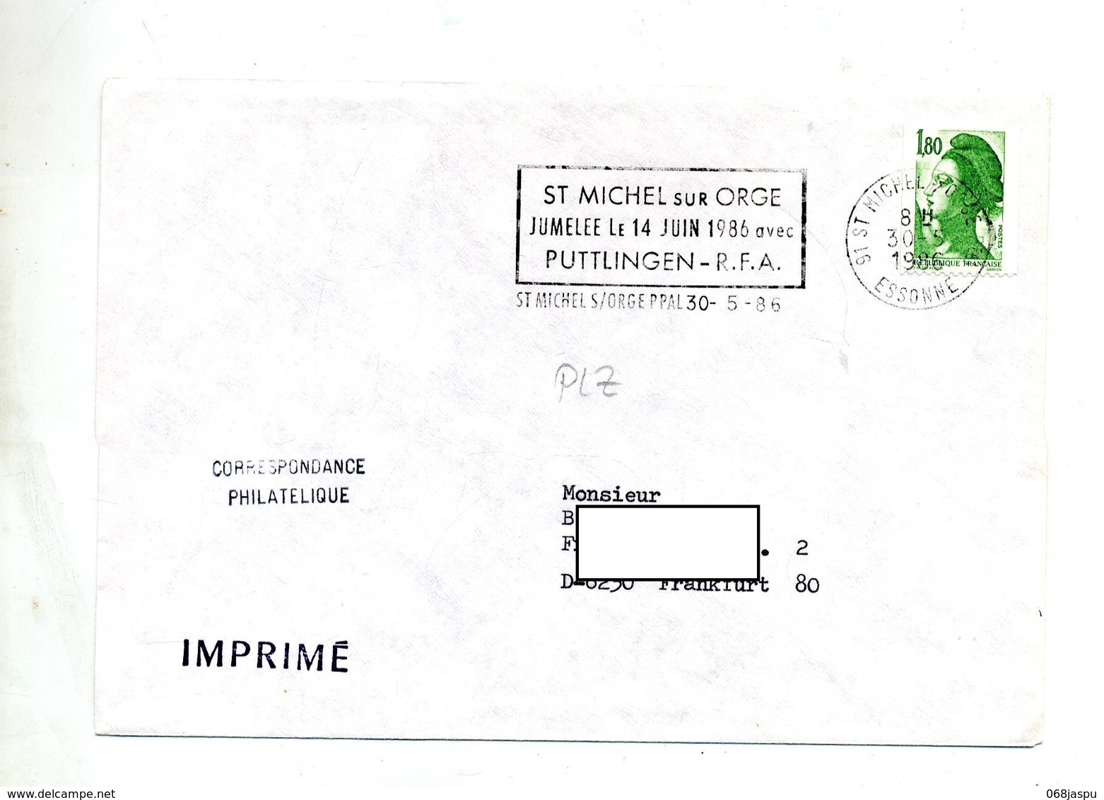 Lettre Flamme Saint Michel  Jumelage Puttlingen  Sur Roulette - Mechanical Postmarks (Advertisement)