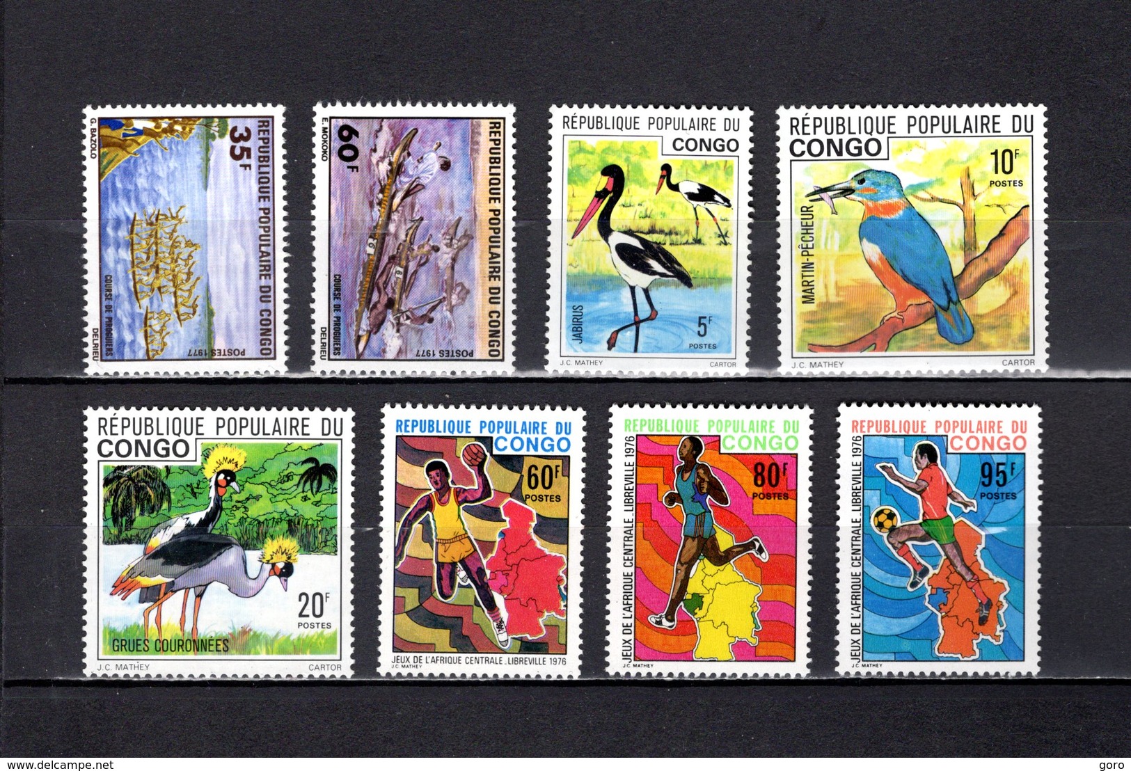 Congo   1976-77 .  Y&T  Nº   437/439-441/443-444/445   *   Sin Goma - Nuevas/fijasellos
