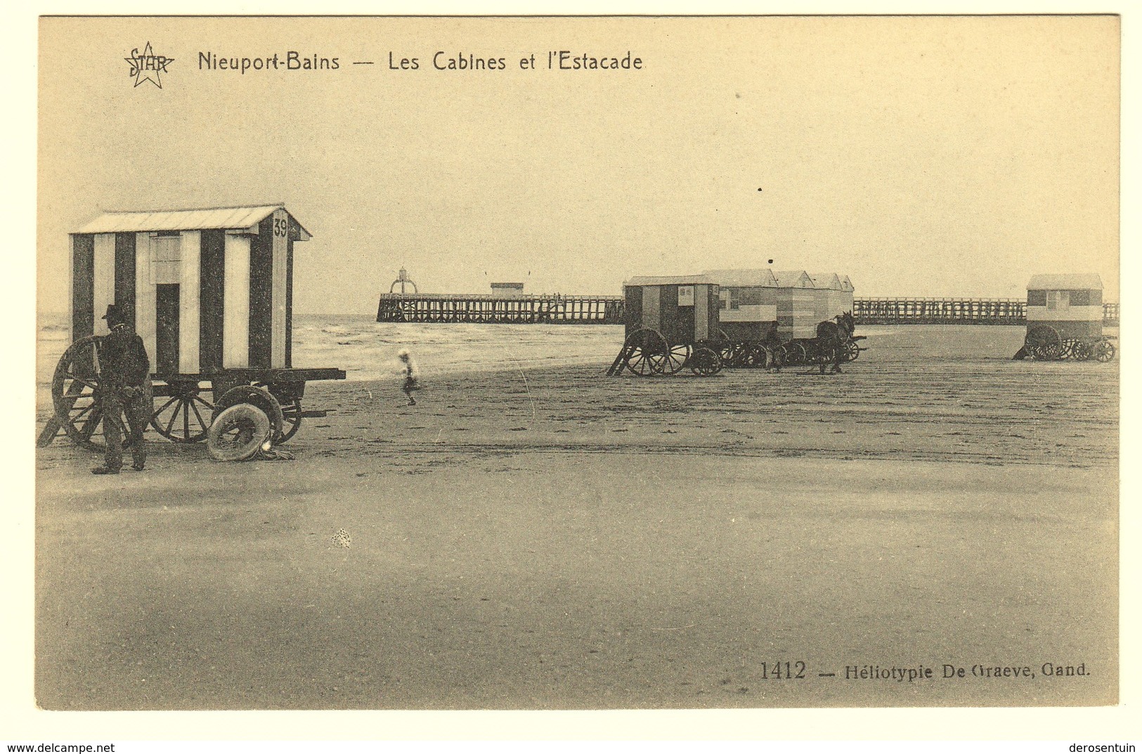 #10602	[Postkaart] Nieuport Bains. Les Cabines Et L’Estacade. Star, 1412, Héliotypie De Graeve, Gand. Nieuwpoort - Nieuwpoort