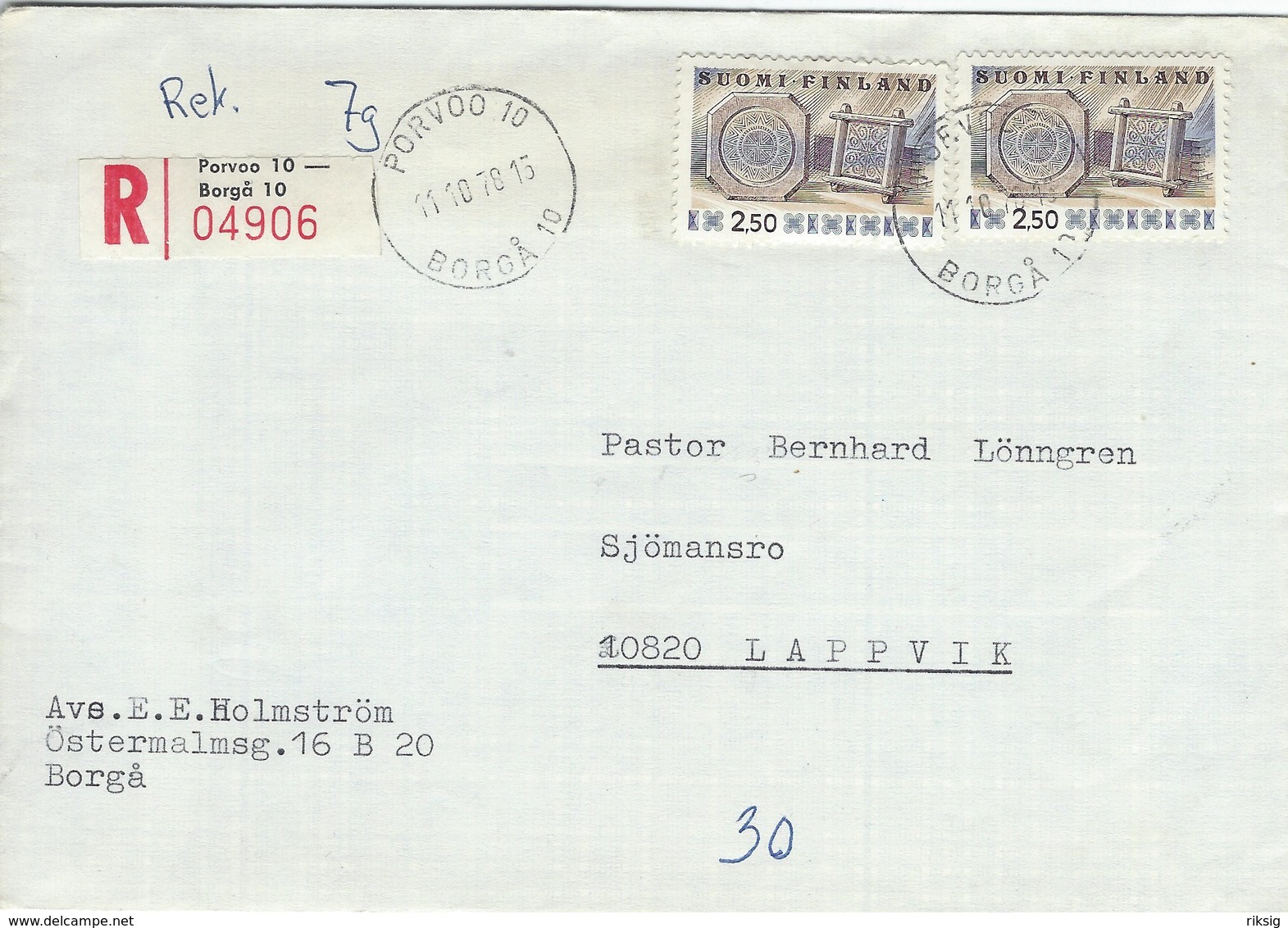 Finland   Registered Cover. Used 1978.  H-1401 - Covers & Documents