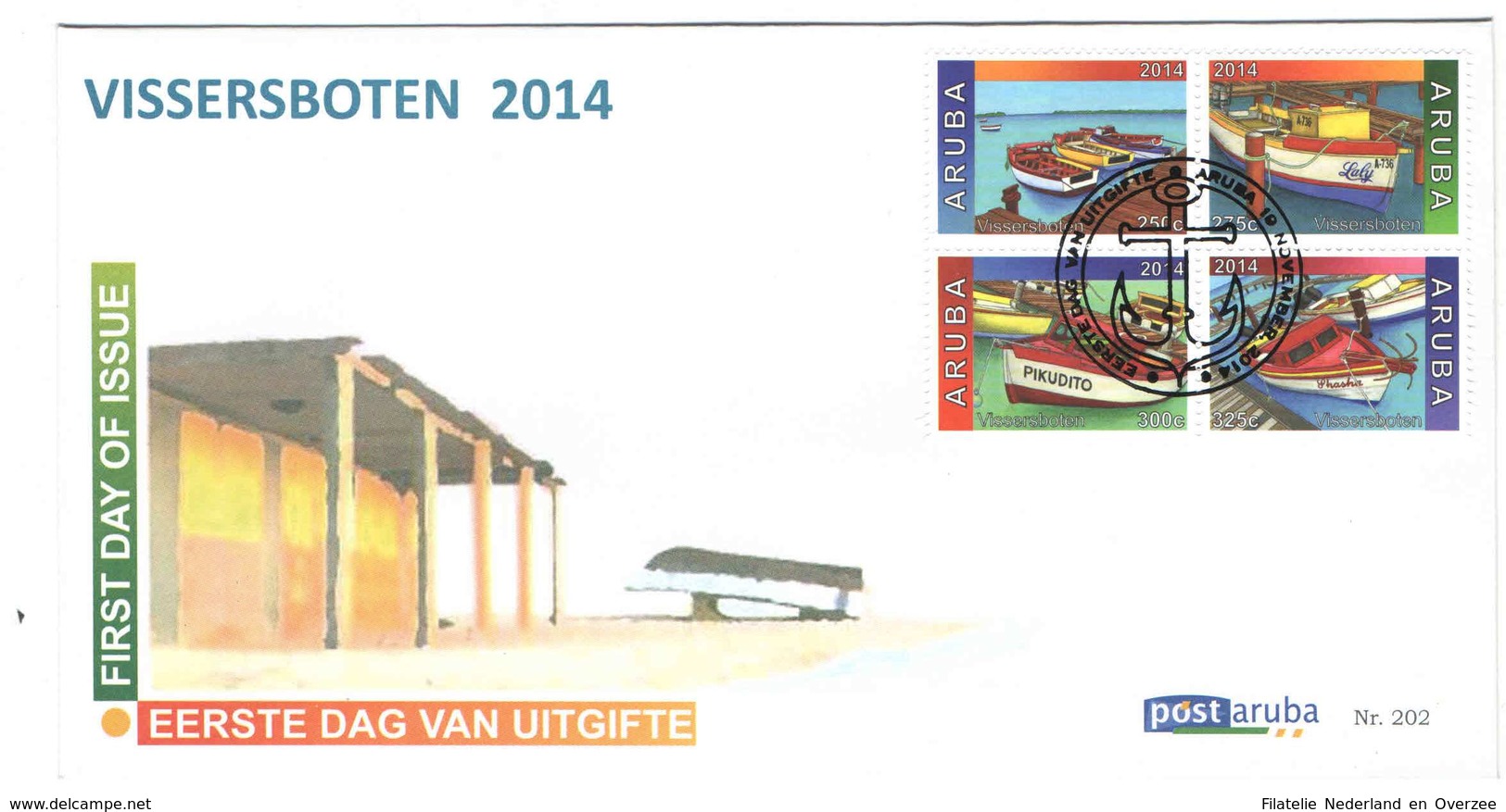 Aruba FDC E202 Zonder Adres. Vissersboten, Fishing Boats, Bateaux De Pêche, Date Of Issue: 23-10-2014 - Curaçao, Nederlandse Antillen, Aruba