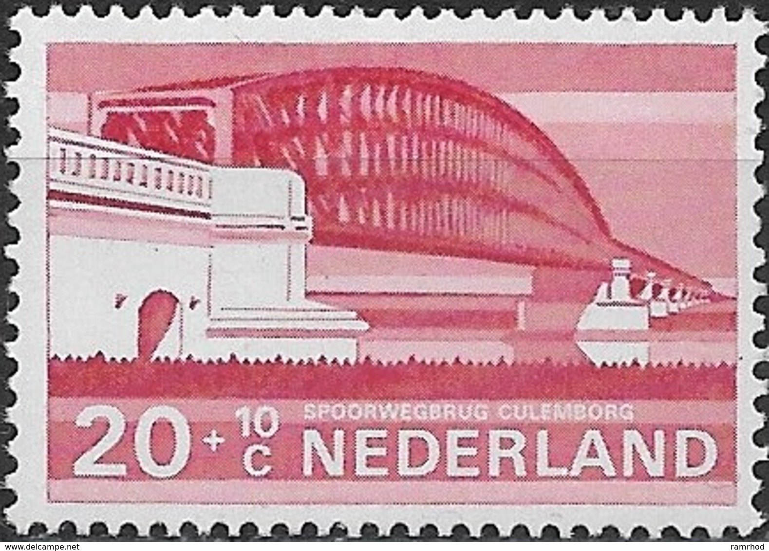 NETHERLANDS 1974 Cultural, Health And Social Welfare Funds, Dutch Bridges - 20c.+10c Railway, Culemborg MNH - Unused Stamps