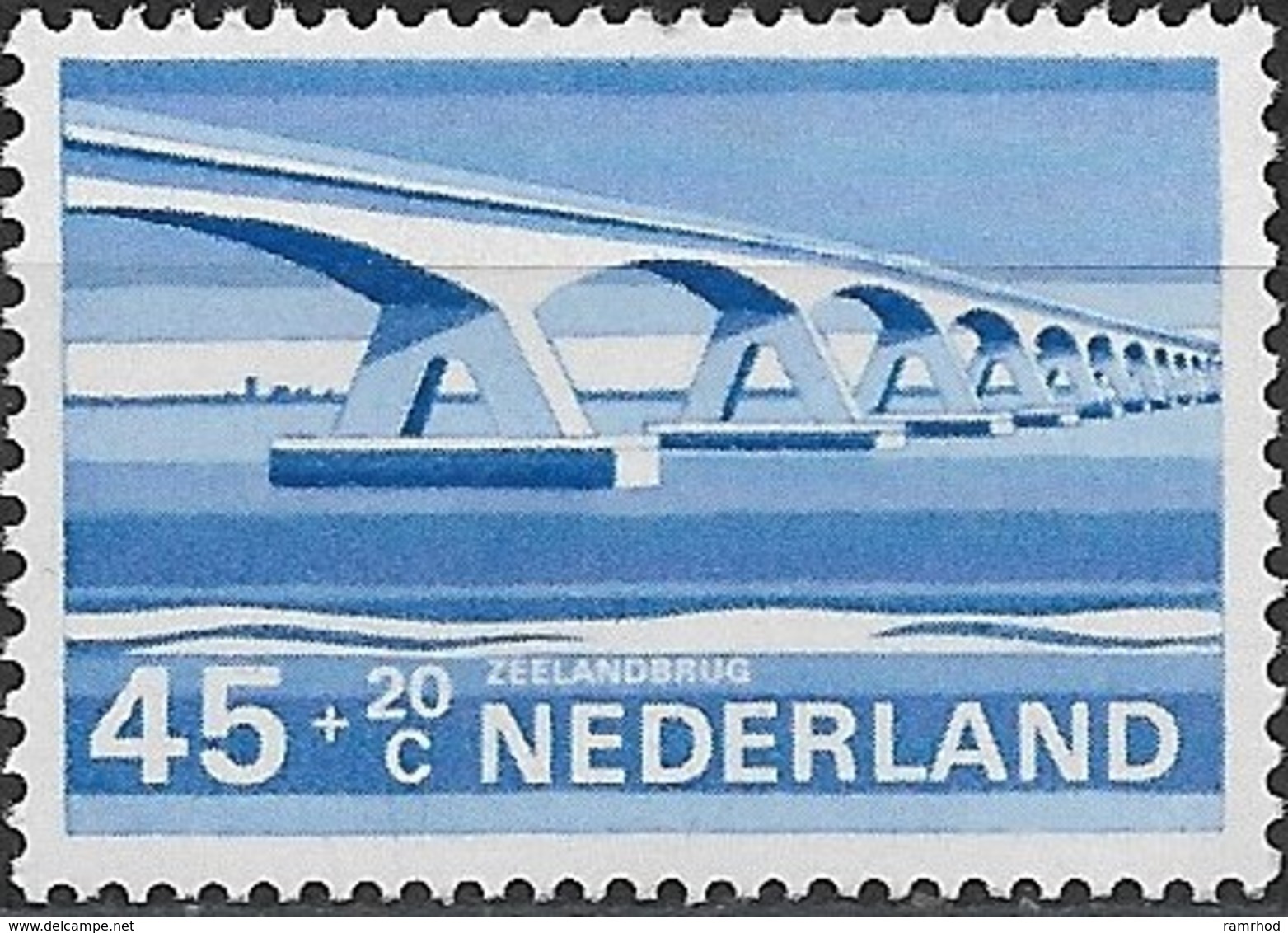 NETHERLANDS 1974 Cultural, Health And Social Welfare Funds, Dutch Bridges - 45c.+20c  Oosterschelde, Zeeland MNH - Unused Stamps