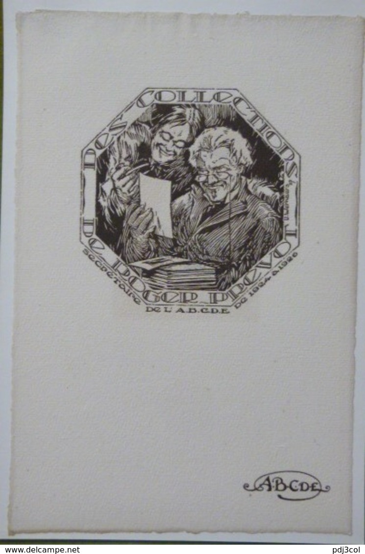 Ex-libris Illustré Belgique XXème - Roger PREVOT Secrétaire De L'ABCDE De 1924-1926 - Sigle ABCDE Sur Le Papier - Ex-Libris