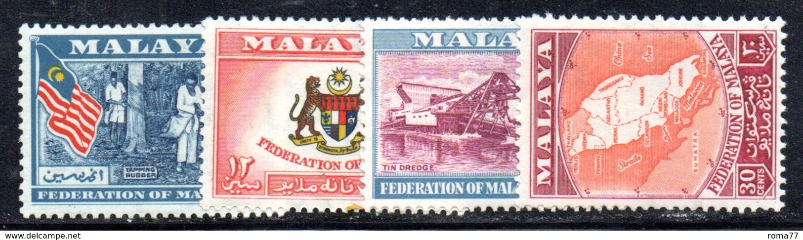 W707 - FEDERATED MALAY STATES 1957 , Serie Yvert N. 80/83  *** - Federated Malay States