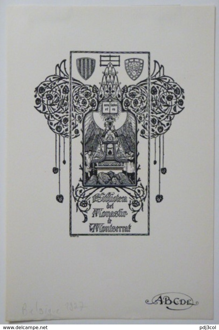 Ex-libris Illustré Belgique XXème - Monastère De Montserrat - Sigle ABCDE Sur Le Papier - Ex Libris