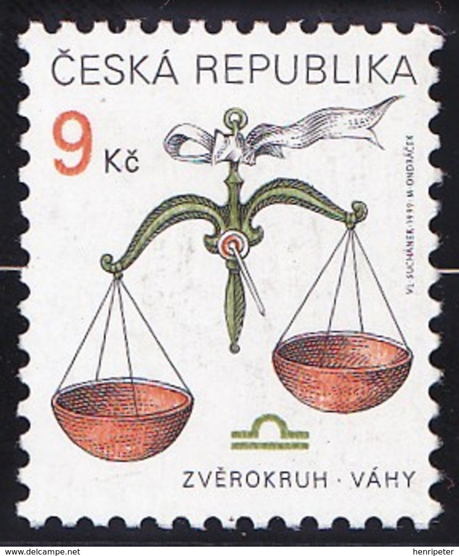 Timbre-poste Gommé Neuf** - Signe Du Zodiaque Balance - N° 212 (Yvert) - République Tchèque 1999 - Neufs