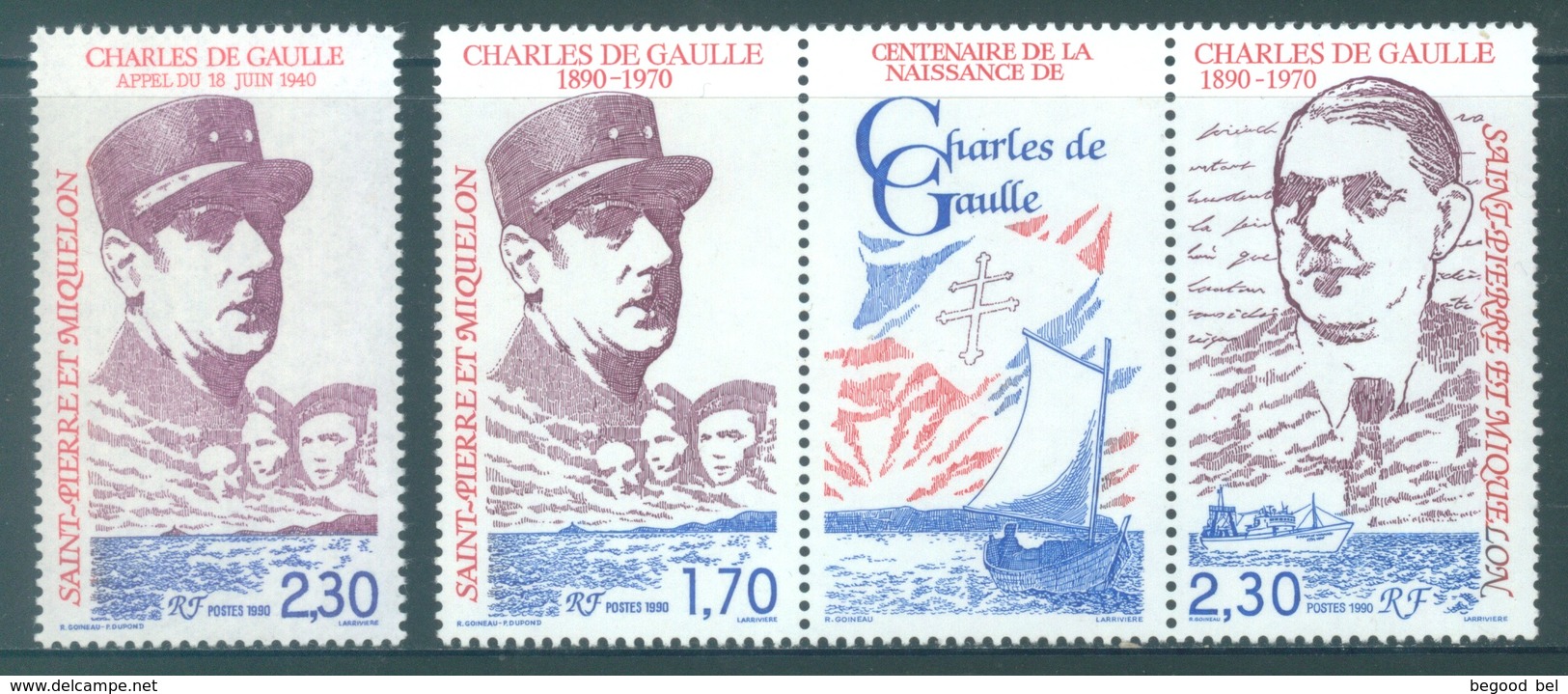 ST PIERRE MIQUELON - MNH/** . - 1990 -  DE GAULE - Yv 521 532A -  Lot 18435 - Neufs