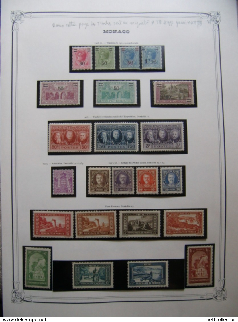 COLLECTION MONACO ANNEES 1922 / 1940 NEUFS */ ** TTB/SUP. COTE TRES IMPORTANTE - Neufs