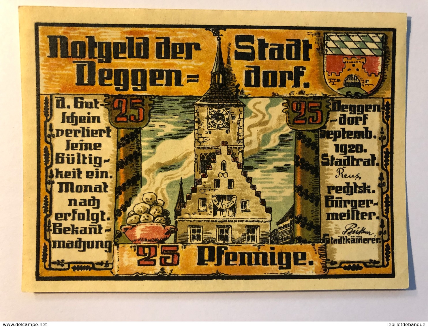 Allemagne Notgeld Deggendorf 25 Pfennig - Collections