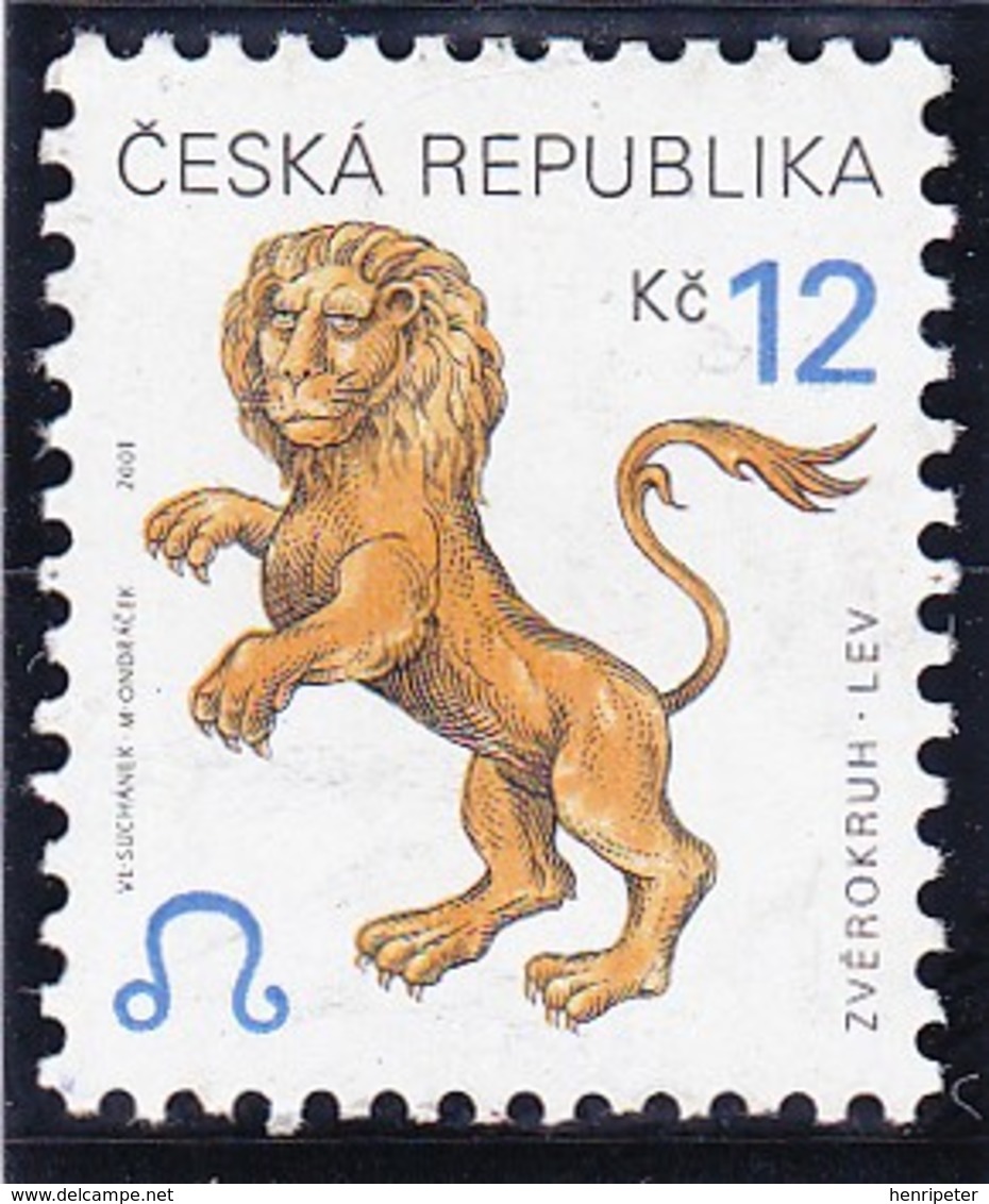 Timbre-poste Gommé Neuf** - Signe Du Zodiaque Lion - N° 268 (Yvert) - République Tchèque 2001 - Neufs