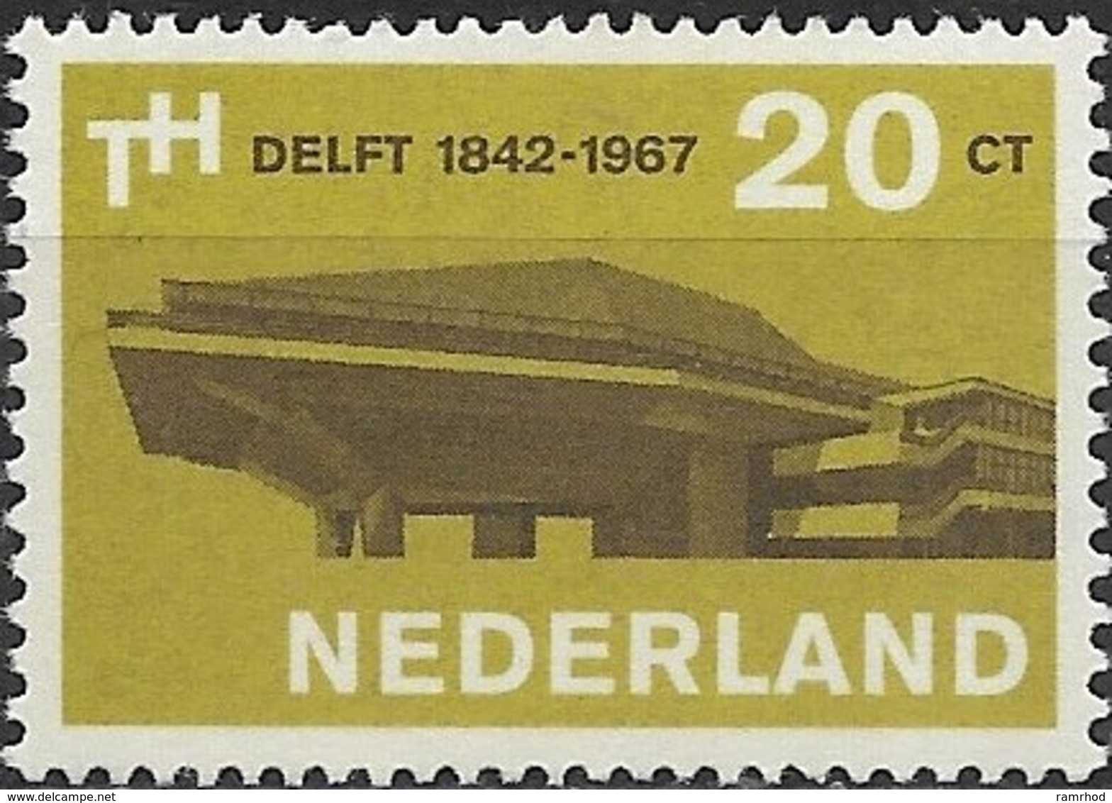 NETHERLANDS 1967 125th Anniv Of Delft Technological University - 20c Assembly Hall MNH - Ongebruikt