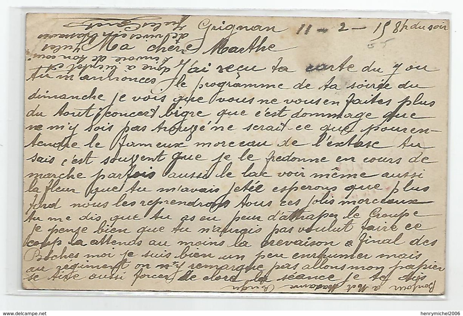 Marcophilie - Carte Franchise Militaire Du 30e Ligne Ri  Grignan 26 Drome Pour Cours 69 Rhone - 1915 - Brieven En Documenten