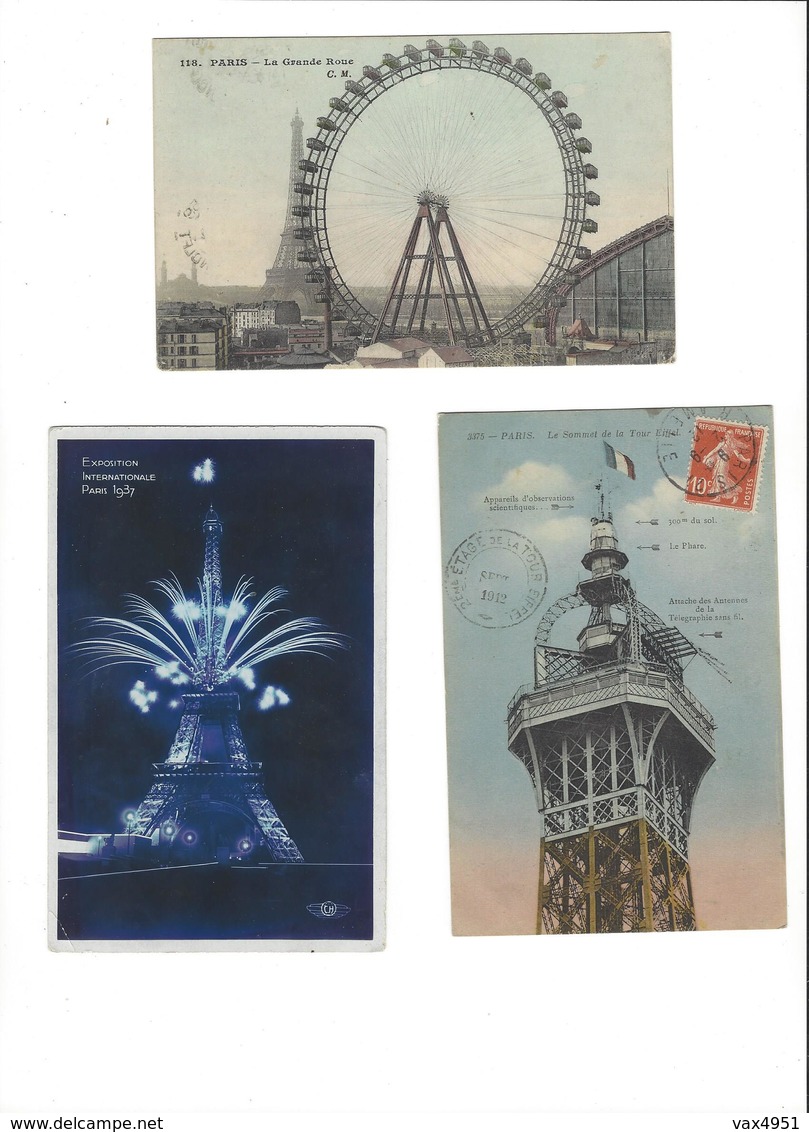 LOT DE CARTES POSTALES  LA TOUR EIFFEL  PARIS      ****    A  SAISIR    ***** - 100 - 499 Cartes