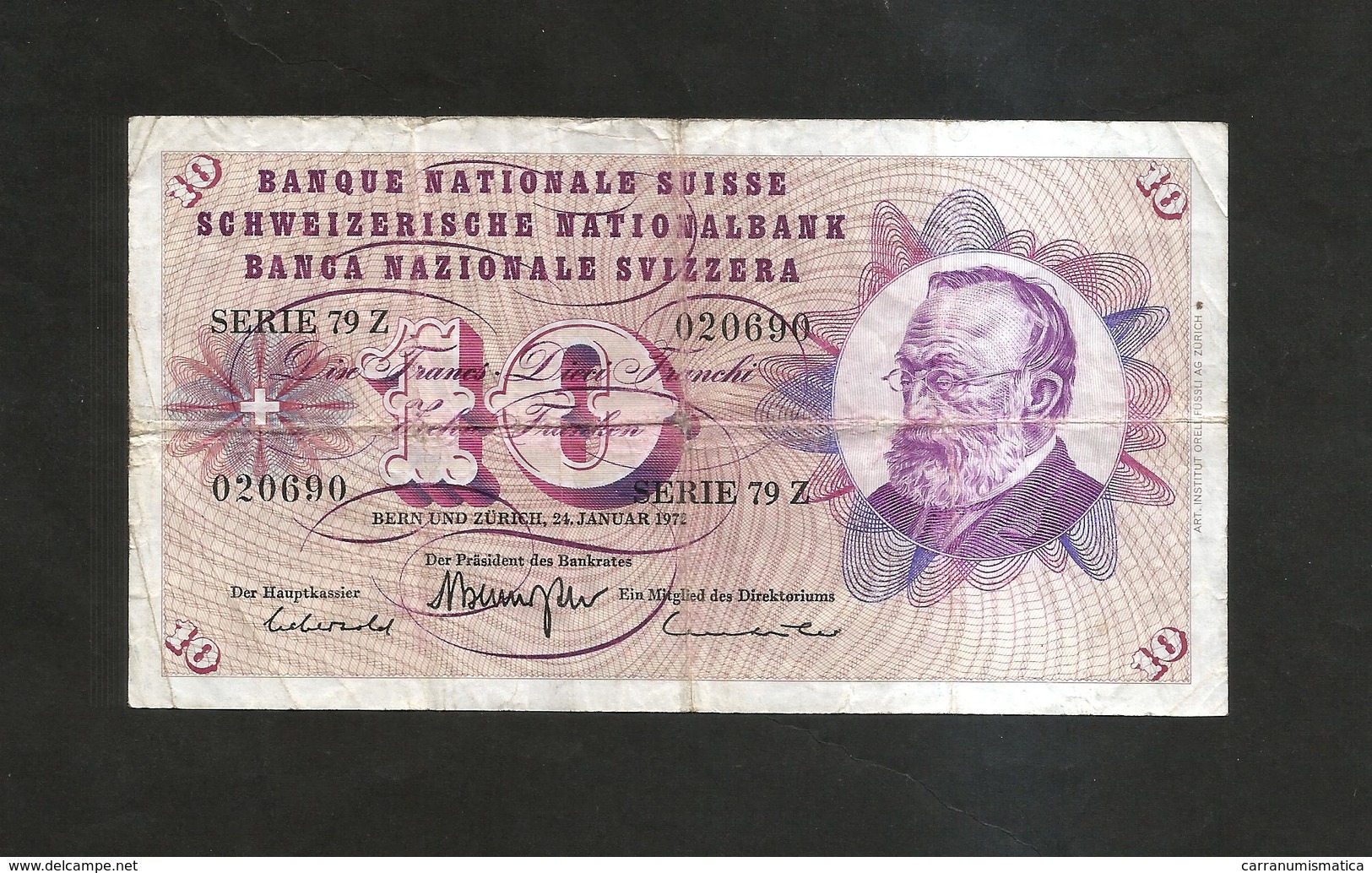 SVIZZERA / SUISSE / SWITZERLAND - NATIONAL BANK - 10 FRANCS / FRANKEN (1972) G. KELLER - Svizzera