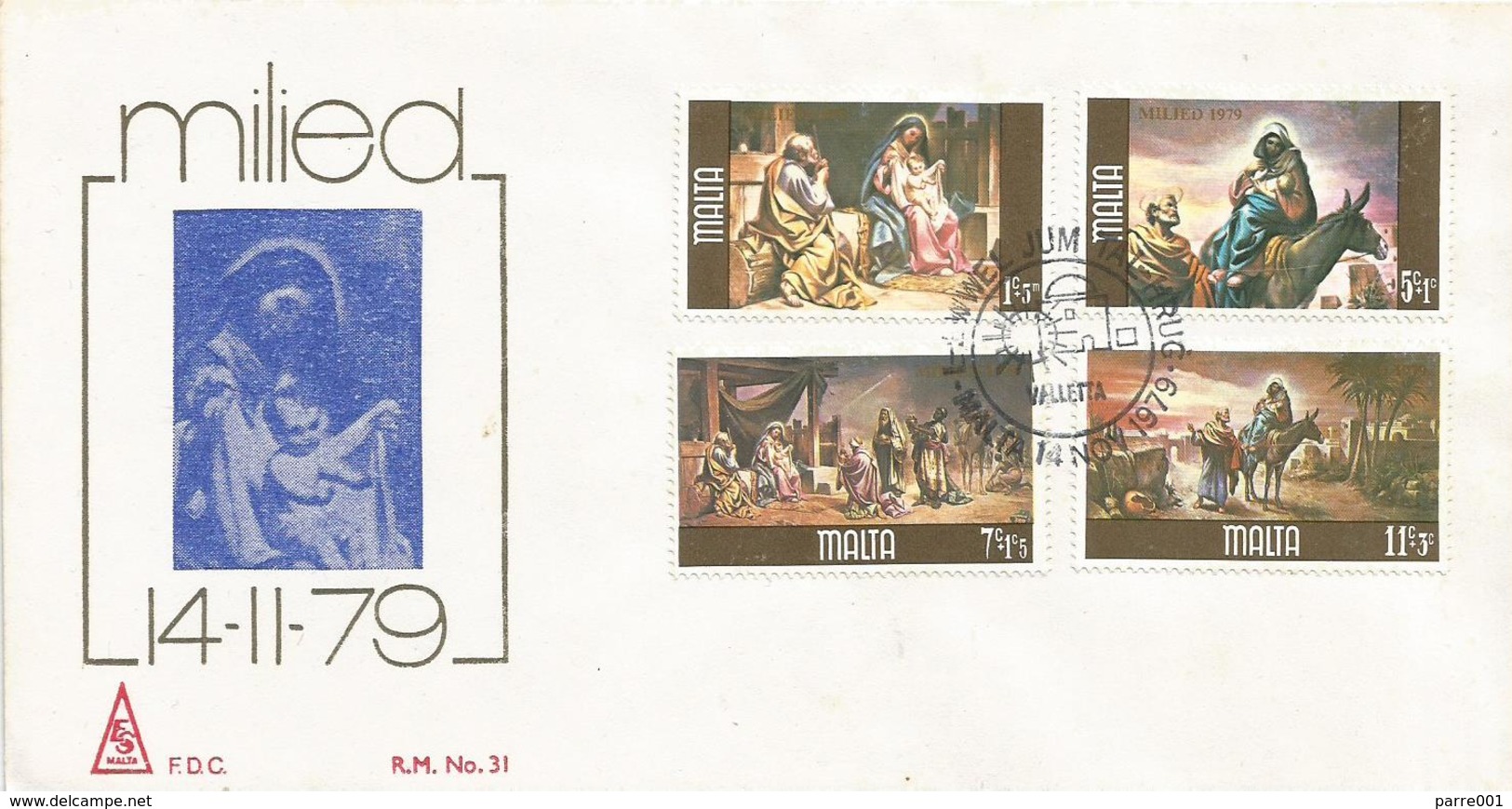 Malta 1979 Valletta Christmas Paintings FDC Cover - Tableaux