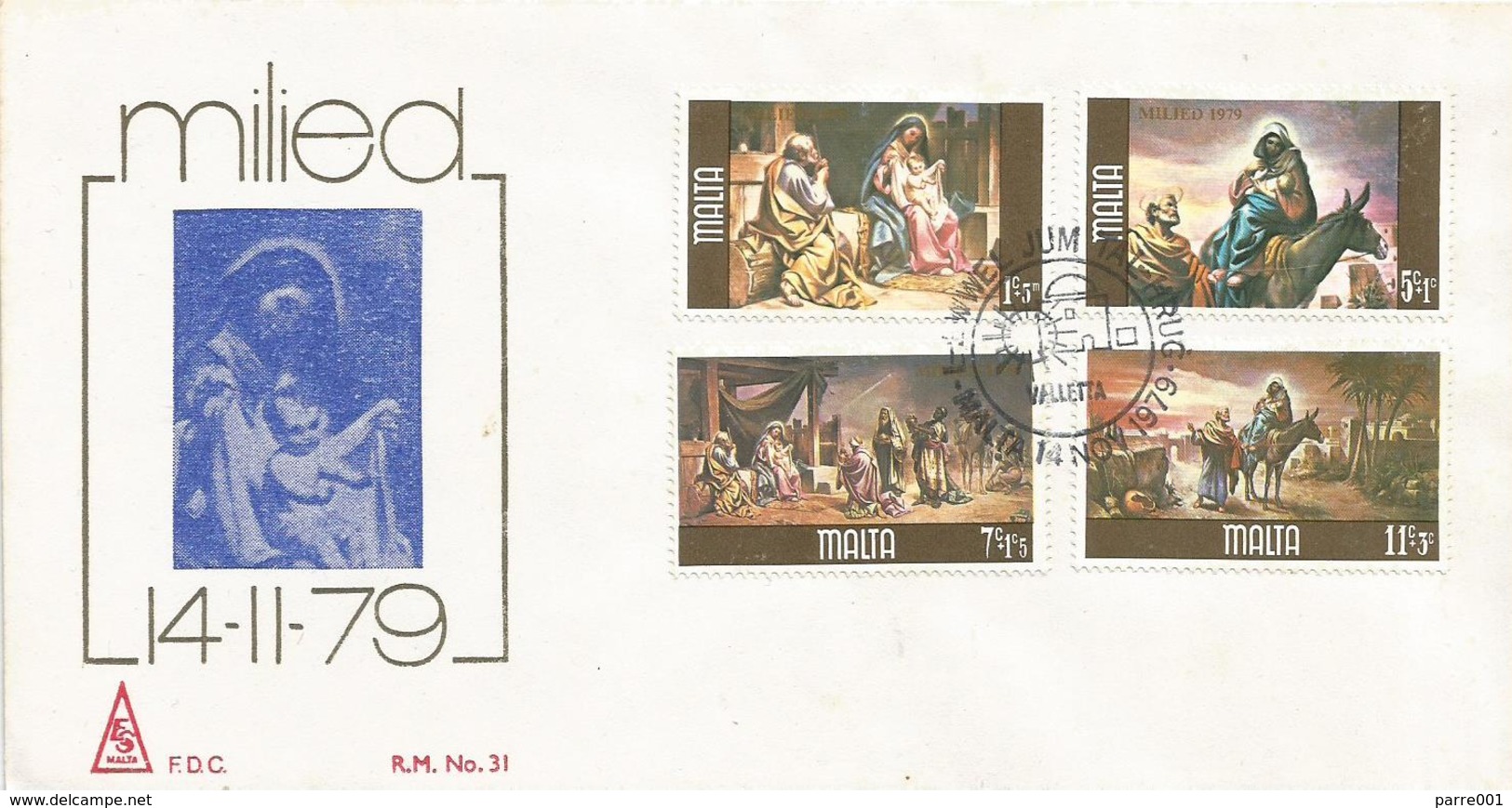 Malta 1979 Valletta Christmas Paintings FDC Cover - Gemälde