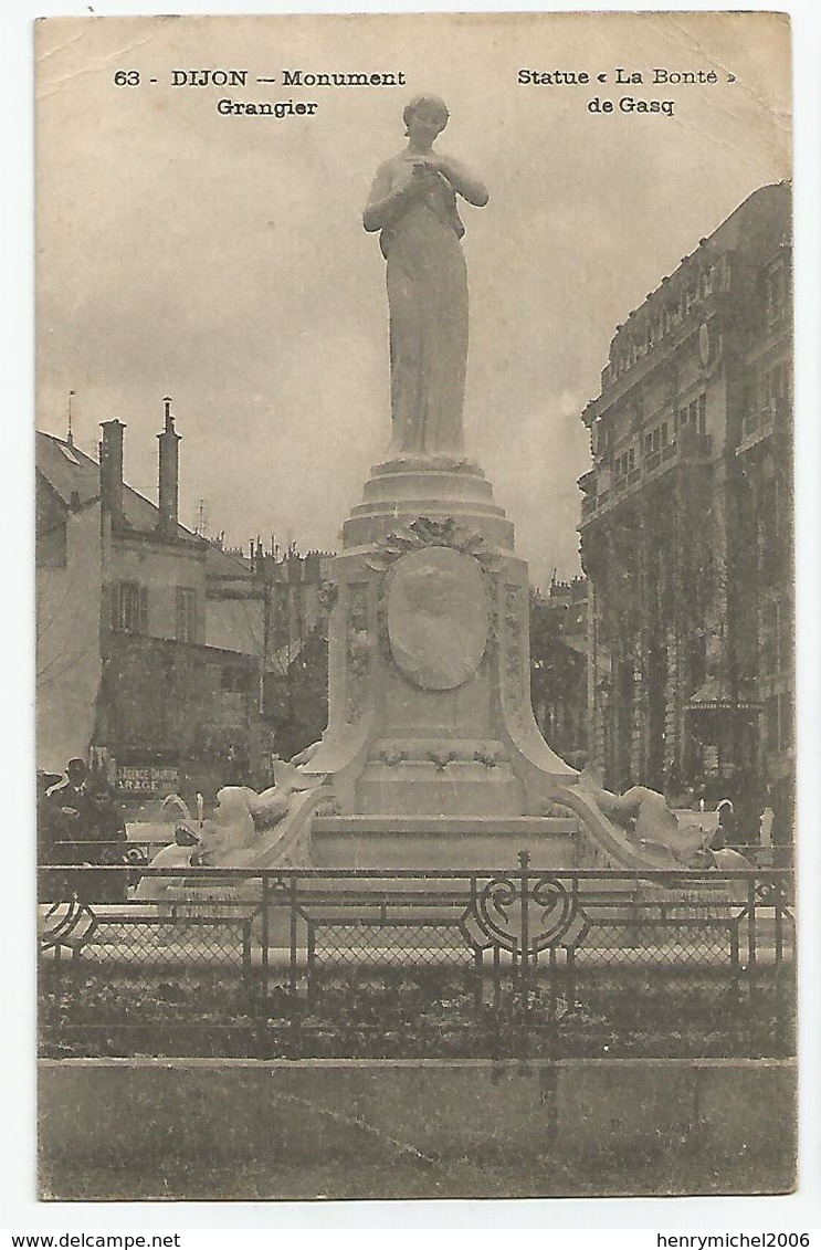 21 Dijon Monument Grangier Statue La Bonté De Gasq - Dijon