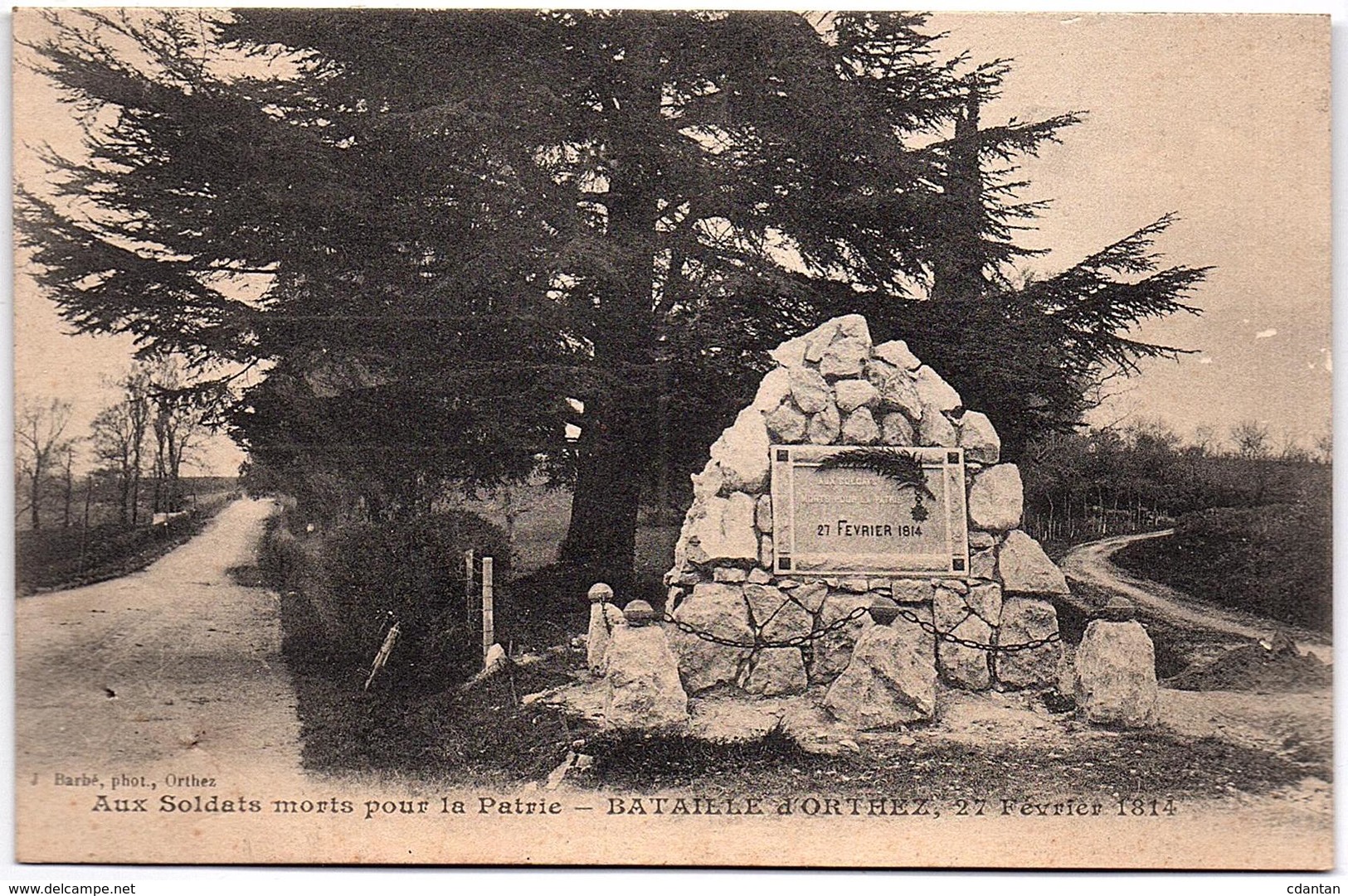 PYRENEES ATLANTIQUES - ORTHEZ -1er EMPIRE - Carte Du Monument Commemoratif De La Bataille D'Othez ( Route Orthez A Dax) - Orthez