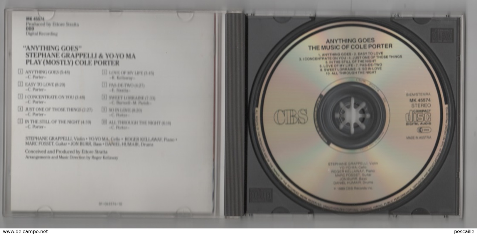JAZZ - CD ANYTHING GOES - STEPHANE GRAPPELLI & YO-YO MA PLAY ( MOSTLY ) COLE PORTER - DDD - CBS - 1989 - Jazz