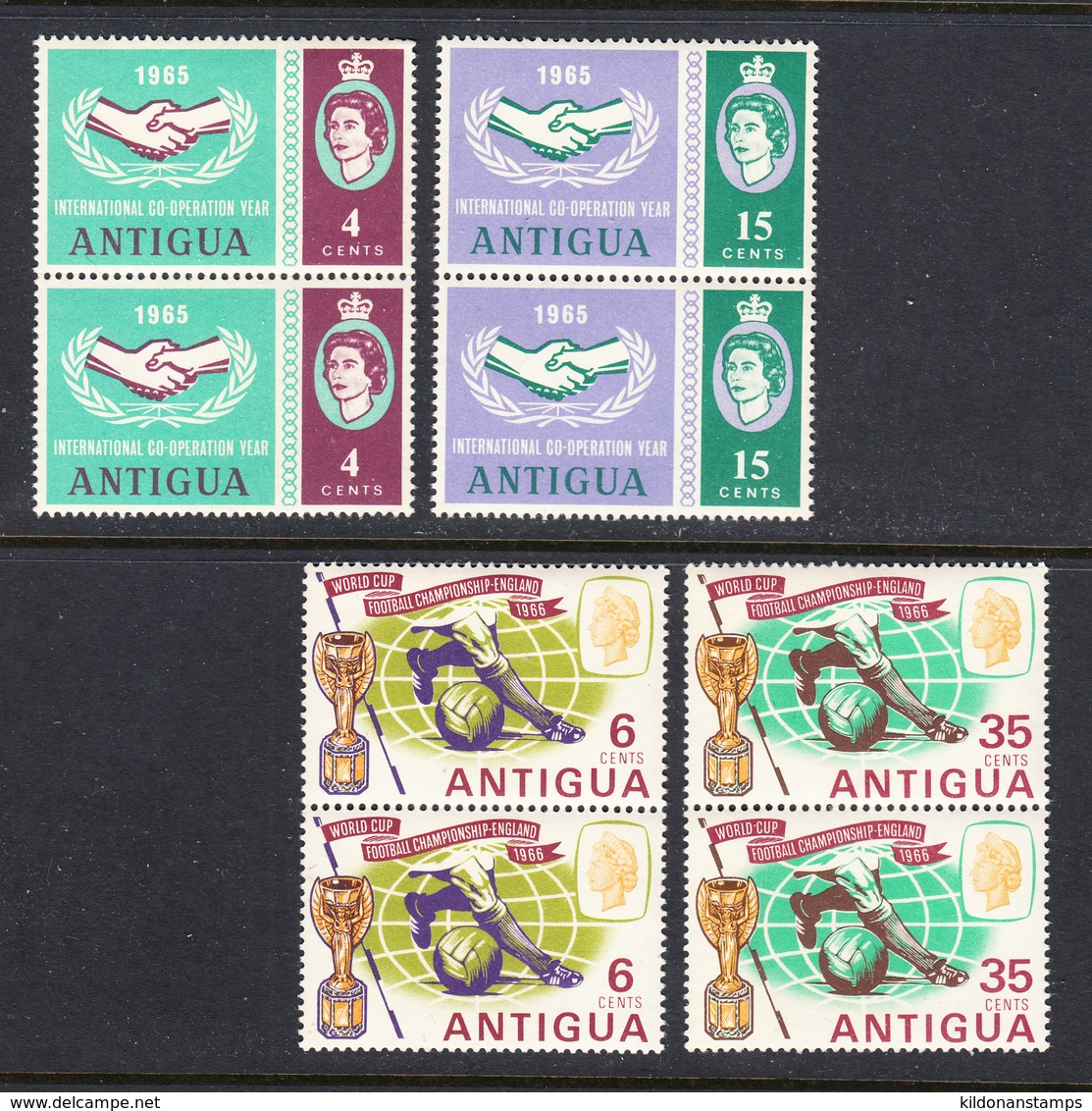 Antigua 1965-66, Pairs, Mint No Hinge, Sc# 155-156, 163-164, SG , Mi - 1858-1960 Kolonie Van De Kroon