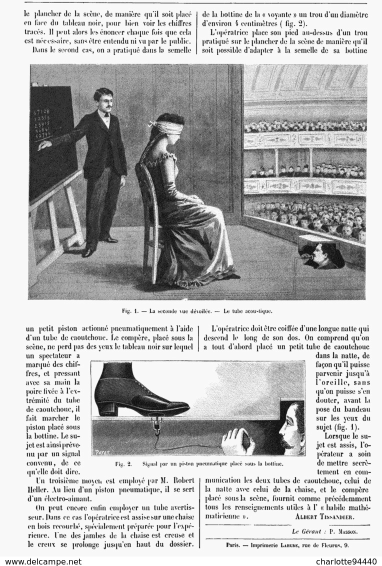 MAGIE-ILLUSION-PRESTIDIGITATION " LA ( DOUBLE )SECONDE VUE DEVOILéE  "  1899 - Autres & Non Classés