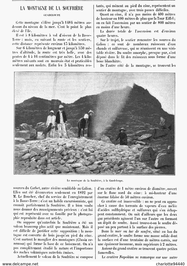 LA MONTAGNE De La SOUFRIERE  " GUADELOUPE" 1899 - Outre-Mer