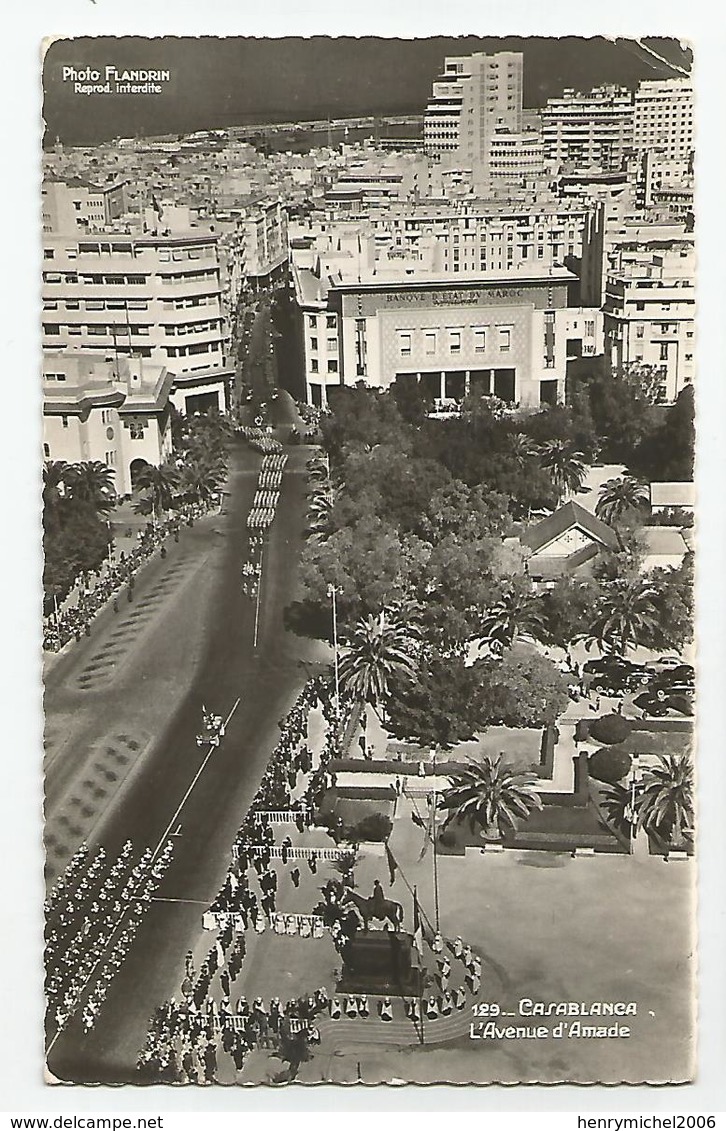 Maroc Casablanca Défilé Militaire Avenue D'amade Carte Photo Flandrin 1956 - Casablanca