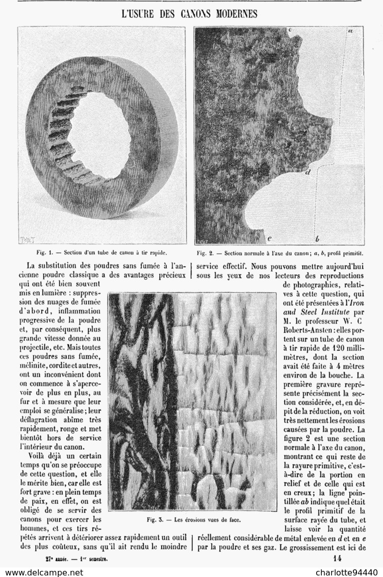 L'USURE DES CANONS MODERNES  1899 - Autres & Non Classés