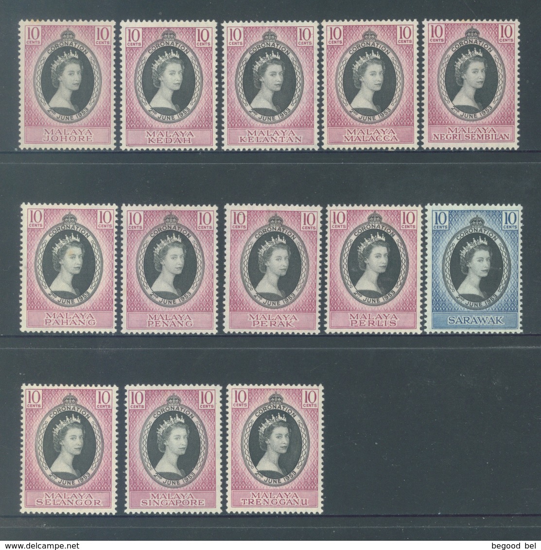 MALAYA - MH/* - 1953 -  ELIZABETH CORONATION -  Lot 18440 - SOME WITH BROWN TRACES - Autres & Non Classés