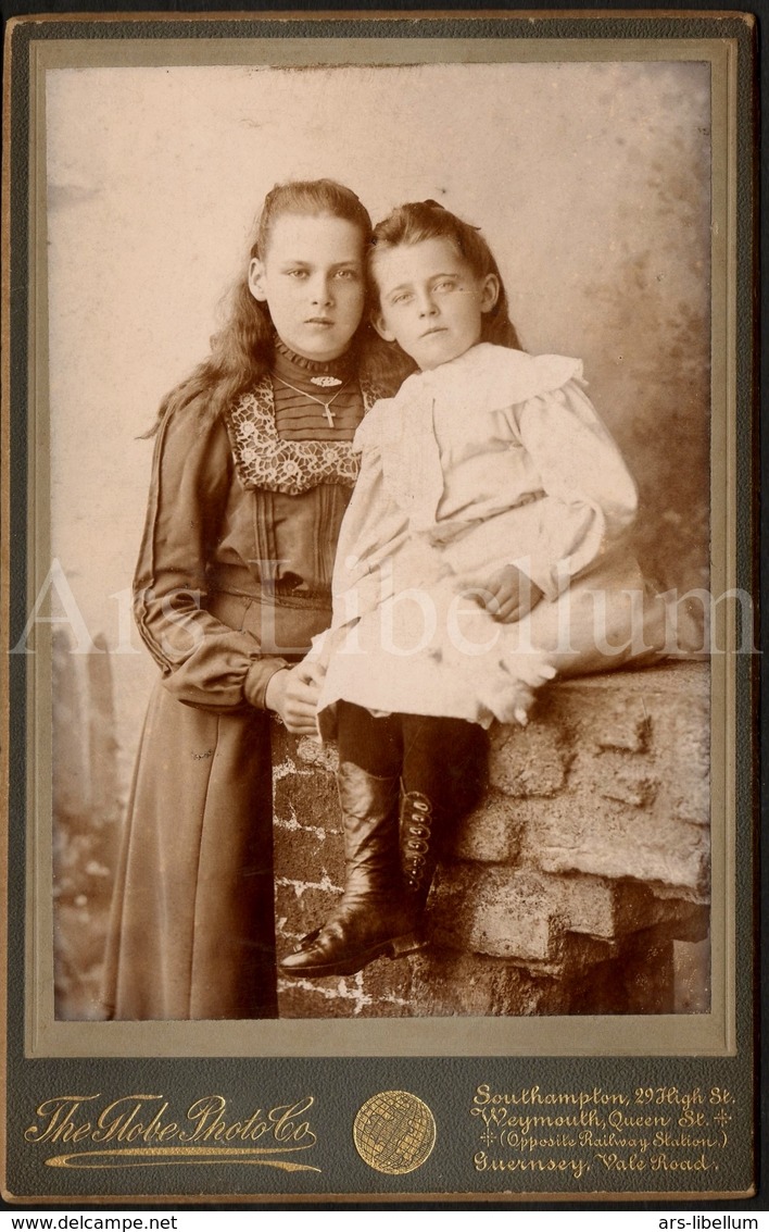 Cabinet Card / Cabinet Photo / Filles / Girls / Enfants / Children / Photographer / The Globe Photo Co / Southampton - Anciennes (Av. 1900)