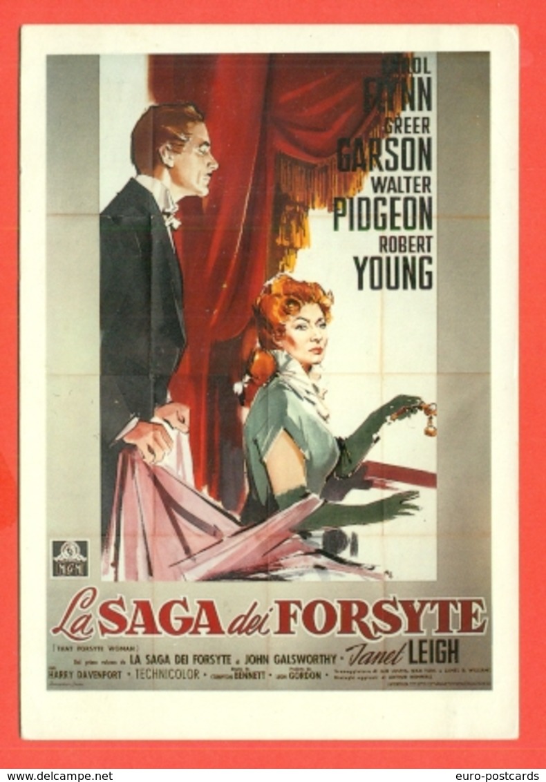 CINEMA-CARTOLINA MANIFESTO FILM-LA SAGA DEI FORSYTE-CAROL FLINN-GREER GARSON-WALTER PIDGEON-ROBERT YOUNG-S.CAMPEGGI - Afiches En Tarjetas