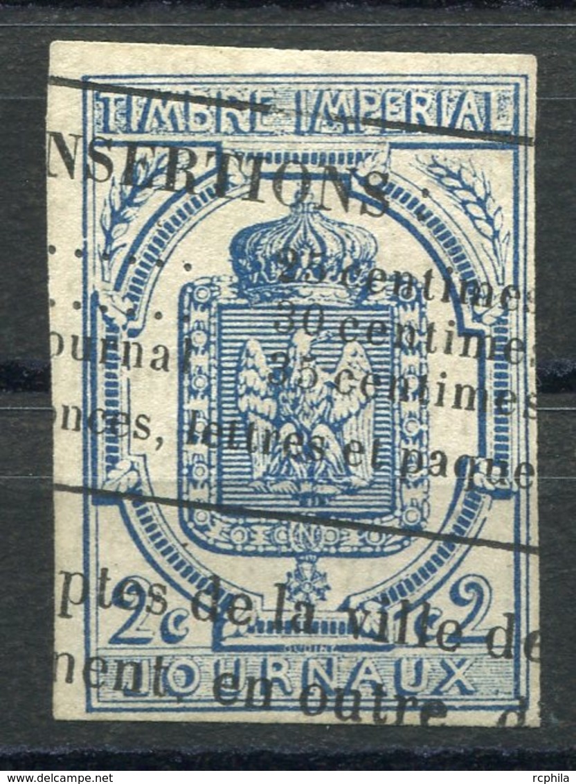 RC 10589 FRANCE JOURNAUX N° 2 - 2c BLEU NON DENTELÉ OBLITÉRATION TYPOGRAPHIQUE SIGNÉ COTE 350€ - Journaux