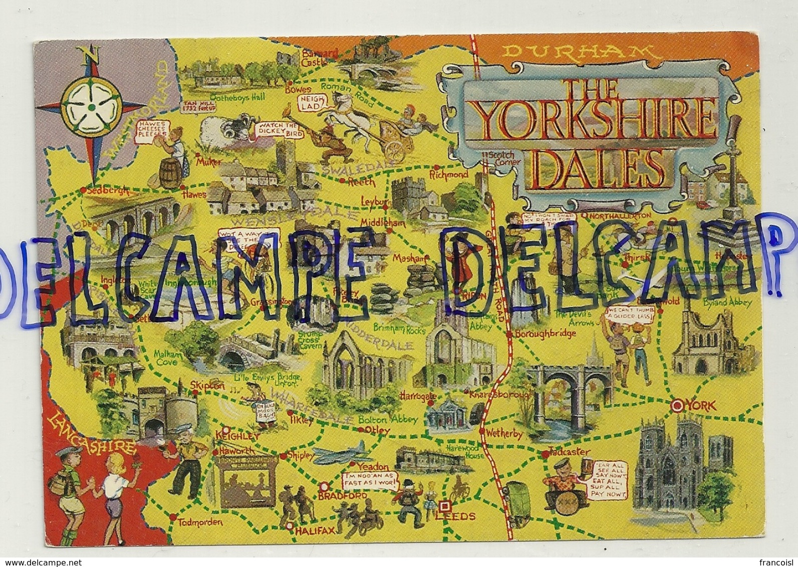 Carte Géographique Du Yorkshire. The Yorkshire Dales By Bamford Publishers - Cartes Géographiques