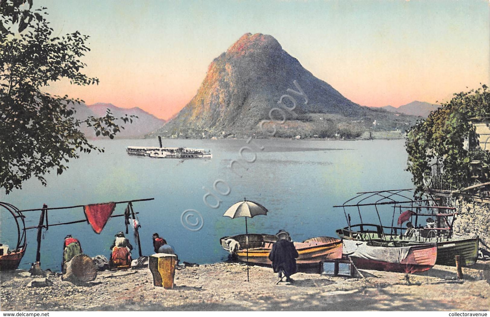 Cartolina Lugano Lago E Monte S. Salvatore Illustrata - Non Classificati