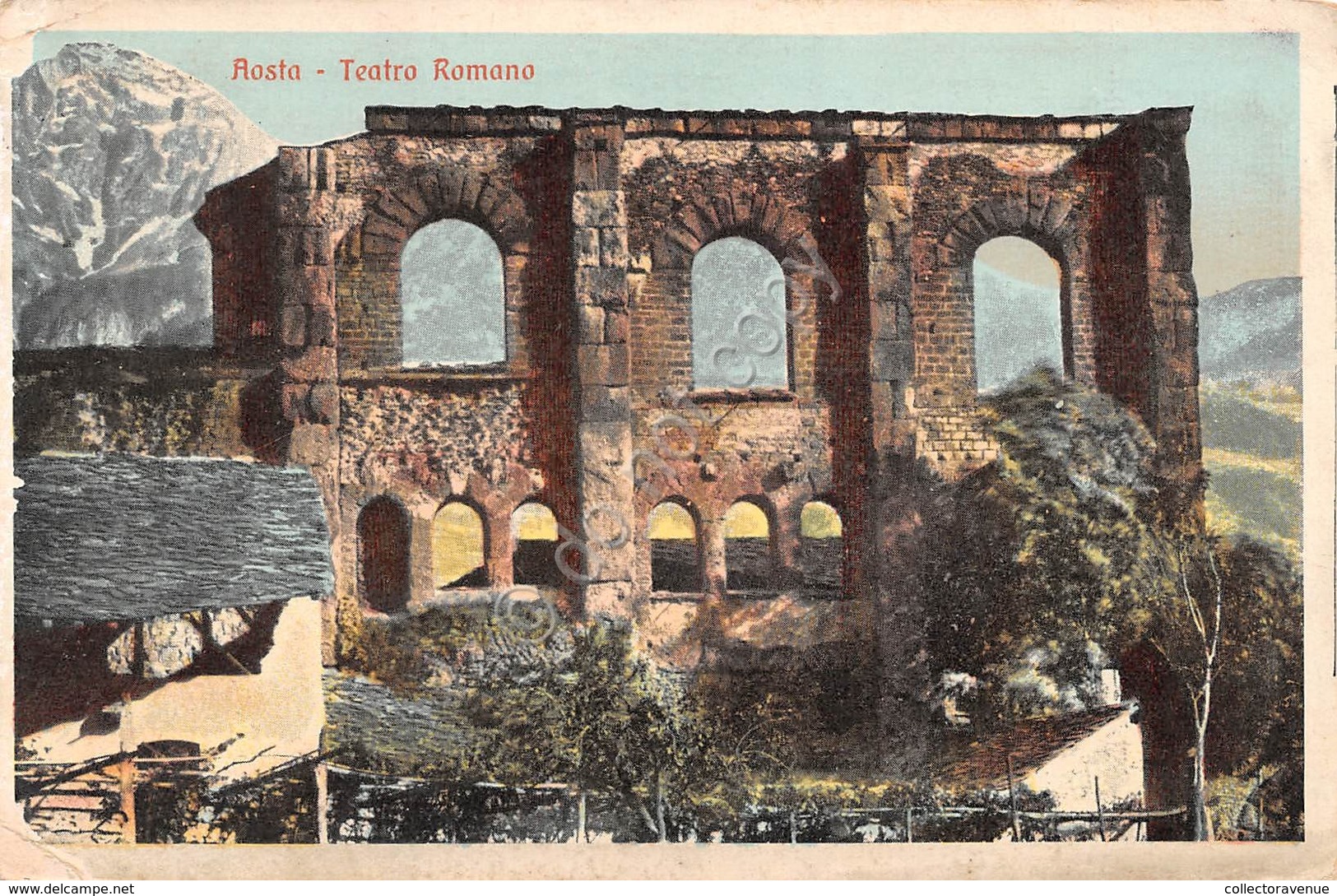Cartolina Aosta Teatro Romano Illustrata 1917 - Altri & Non Classificati