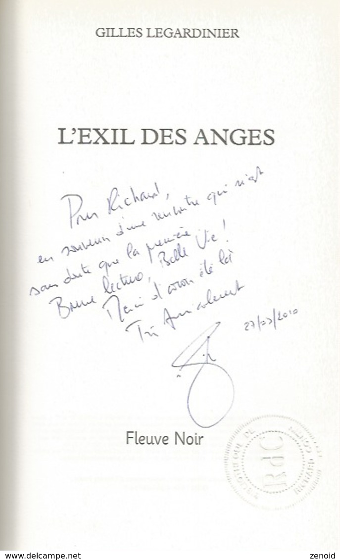 Dédicace De Gilles Legardinier - L'exil Des Anges - Autographed