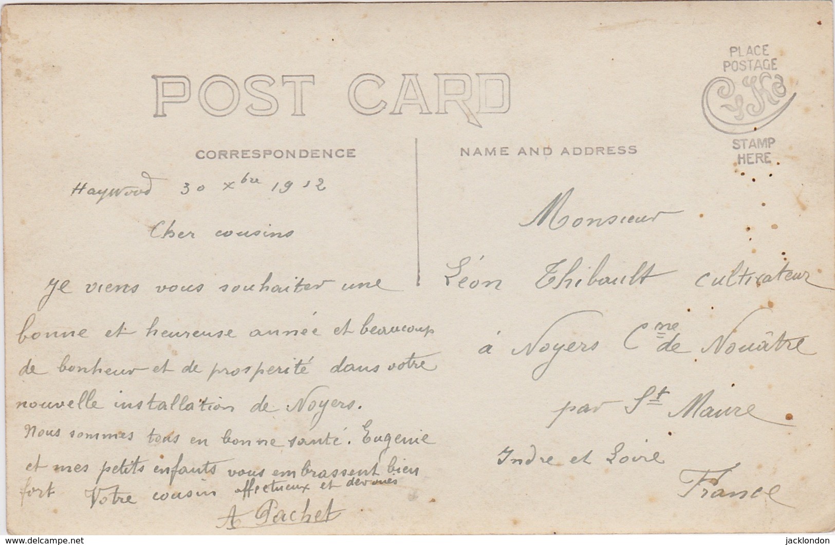 CANADA MANITOBA HAYWOOD  Carte Photographique 30 Décembre 1912  A Pachet - Altri & Non Classificati
