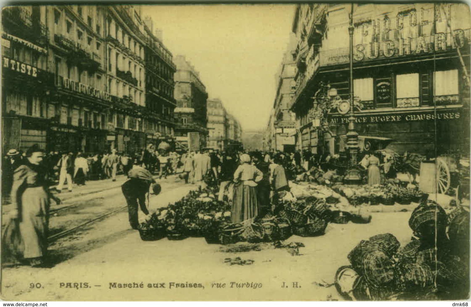 CPA - PARIS MARCHE AUX FRAISES - RUE TURBIGO - EDIT J.H. -  1900s ( BG1671) - Arrondissement: 03