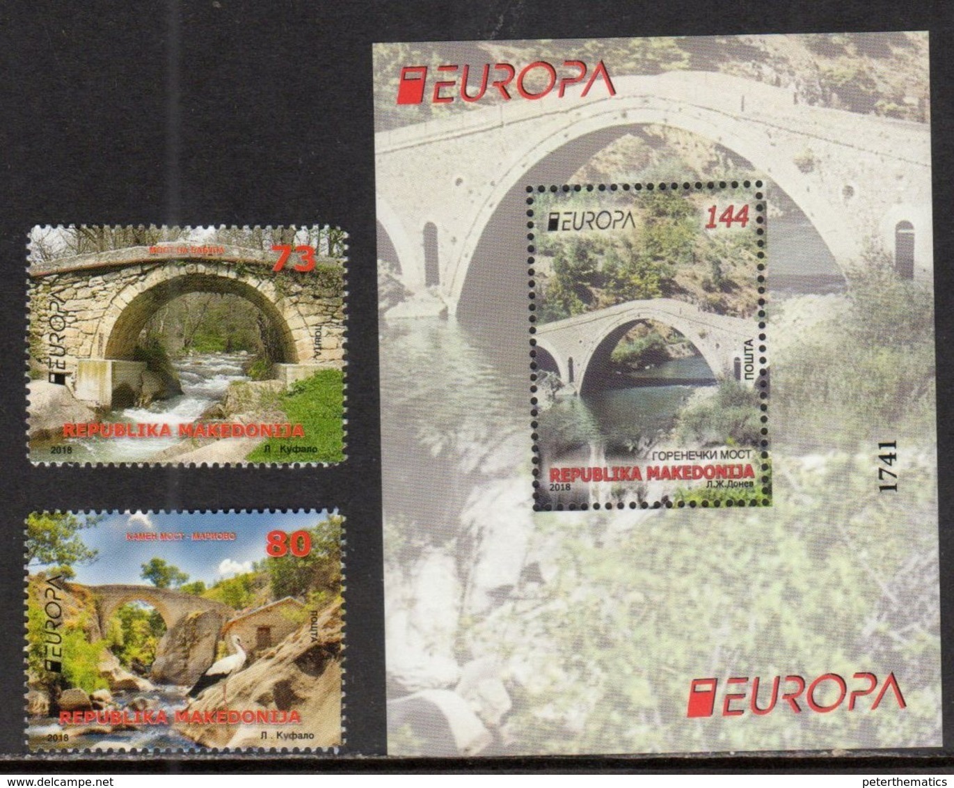 MACEDONIA , 2018, MNH, EUROPA, BRIDGES, BIRDS, WATERFALLS, 2v+S/SHEET - 2018