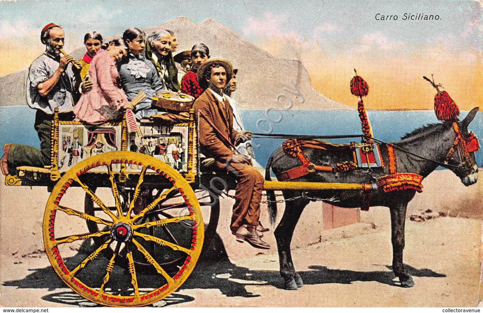 Cartolina Sicilia Carro Siciliano Illustrata 1937 (Palermo) - Palermo