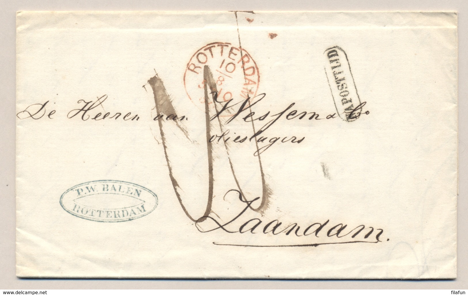 Nederland - 1866 - Complete Vouwbrief Van Rotterdam - Na Posttijd - Naar Zaandam - ...-1852 Voorlopers