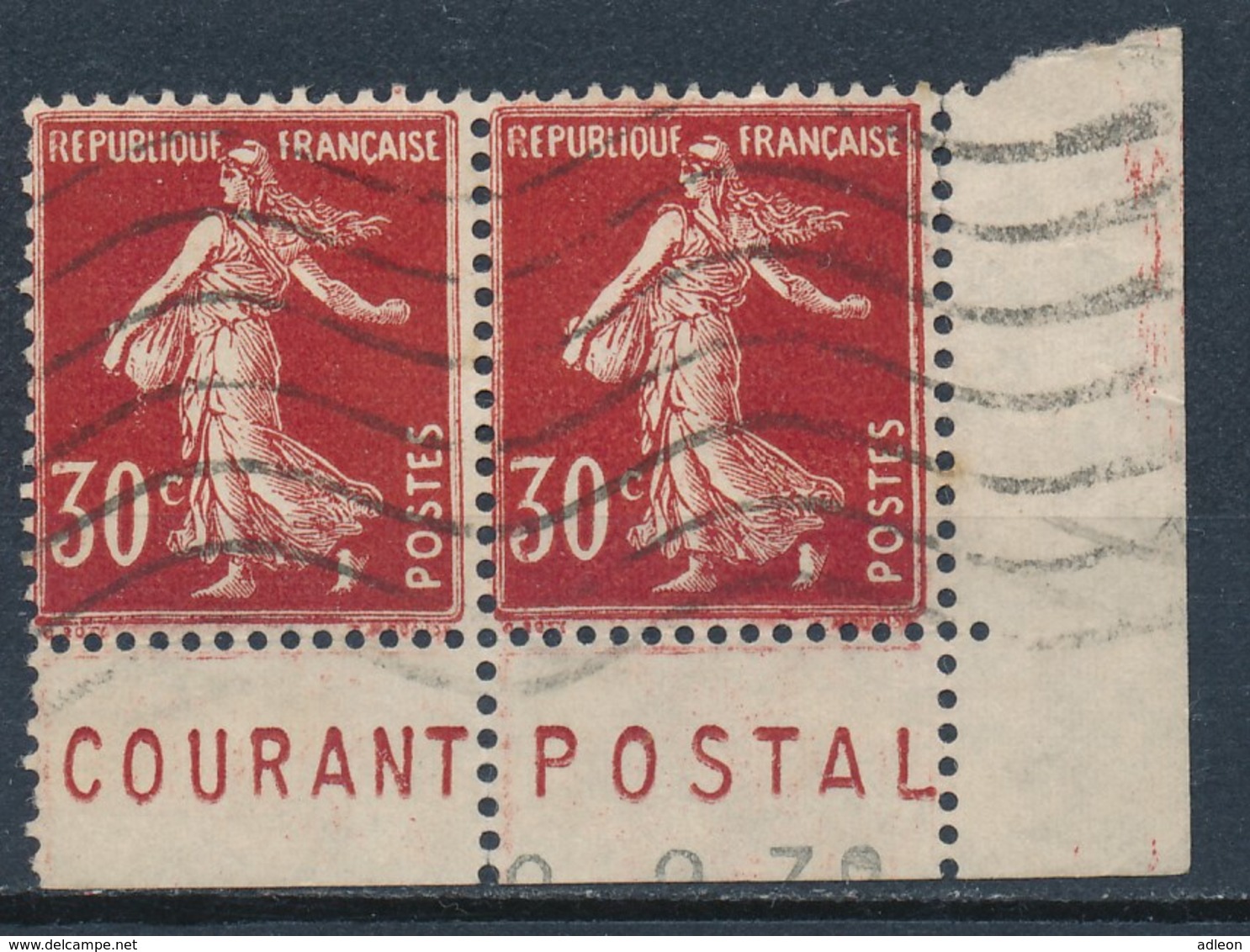 France-Semeuse YT 160 Paire Coin De Feuille Obl. - 1906-38 Semeuse Camée