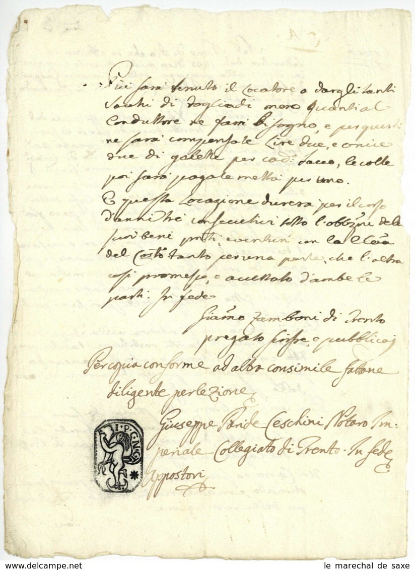 Südtirol TRIENT Trento 1805 Document - Documenti Storici