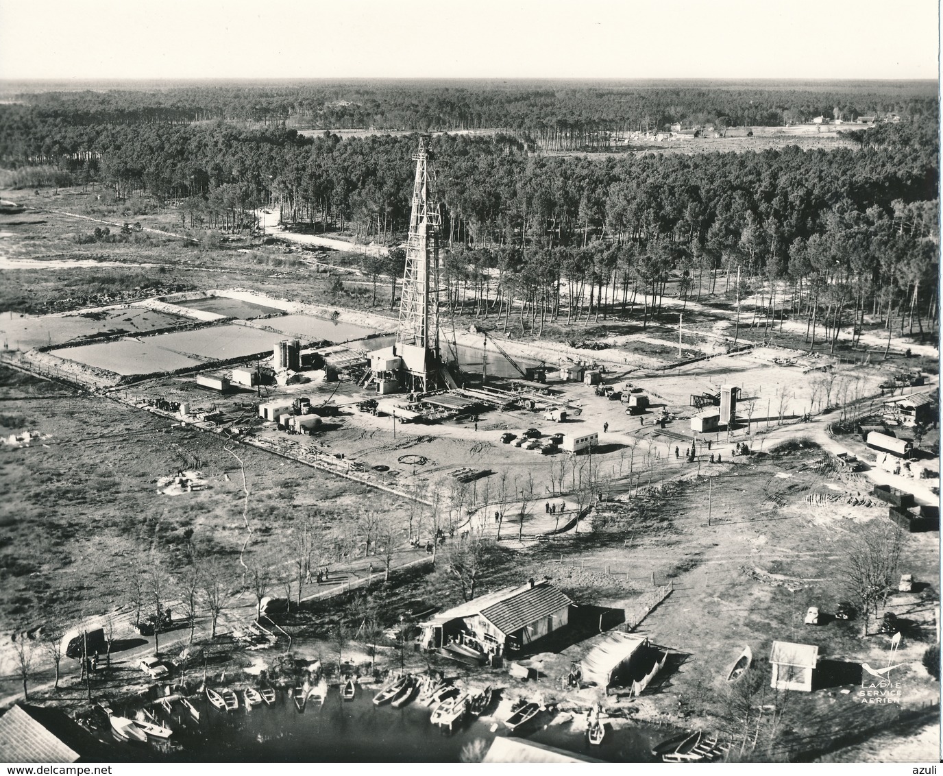 PARENTIS EN BORN, Landes - Extraction Du Pétrole - Photo Tirage Argentique 22 X 27 Cm - LAPIE, Service Aérien - Lieux